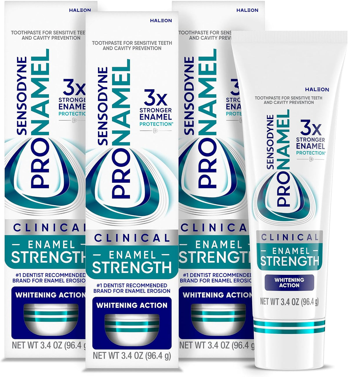 Sensodyne Pronamel Clinical Enamel Strengthening Toothpaste, Whitening Action, 3.4 oz (3 Pack)