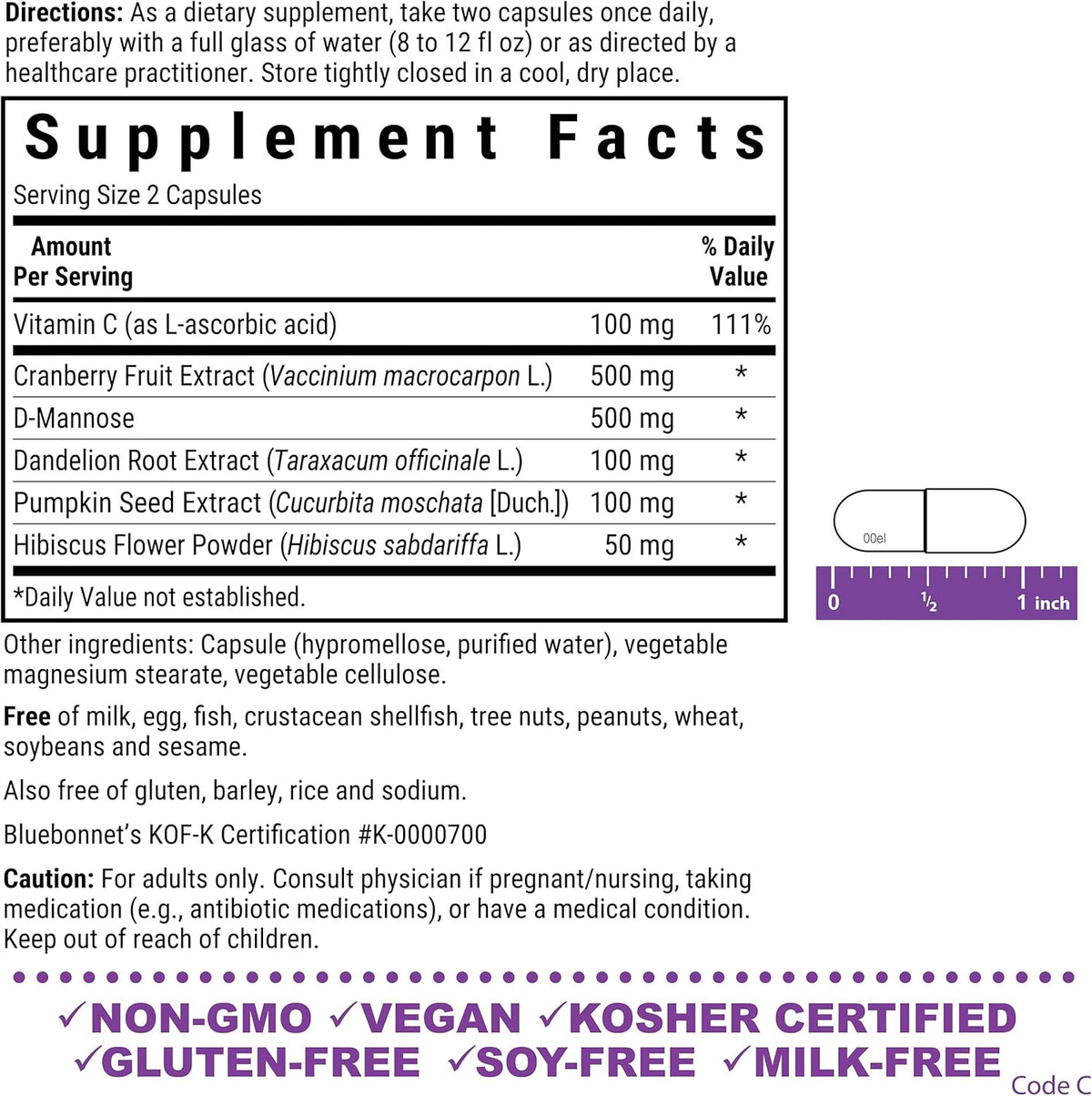 Bluebonnet Nutrition Targeted Choice Urinary Tract Support Herbal Blend, 60 Count