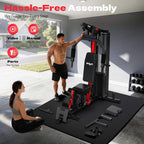 Home Gym Workout Equipment 148 LB Weight Stack, Full Body Workout Machine for LAT Pulldown, Chest Press, Leg Extension & Strength Training, Multi Function Fitness Equipment