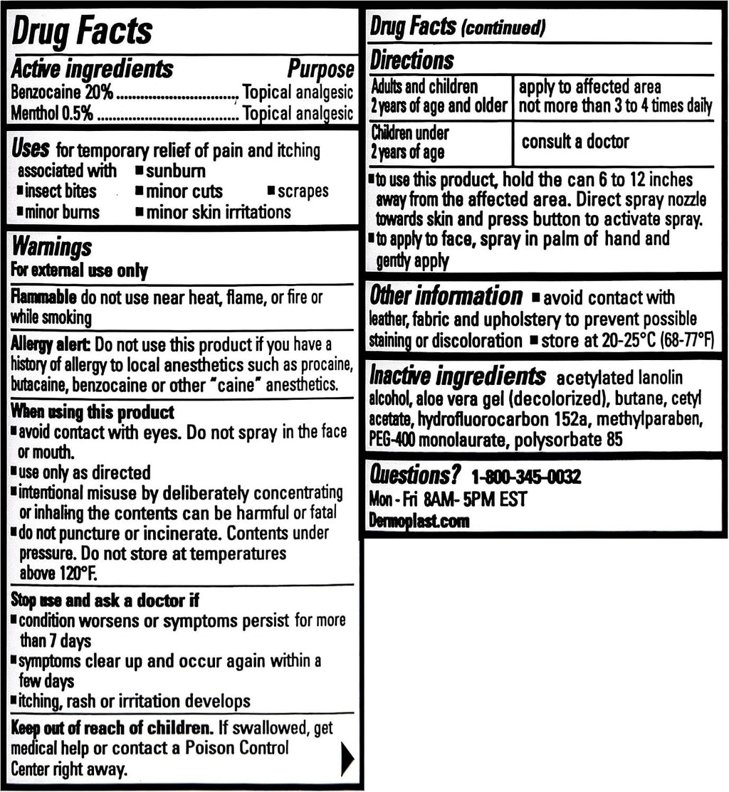 Dermoplast Pain, Burn & Itch Relief Spray, First Aid, Cuts, Burns, 2.75 oz
