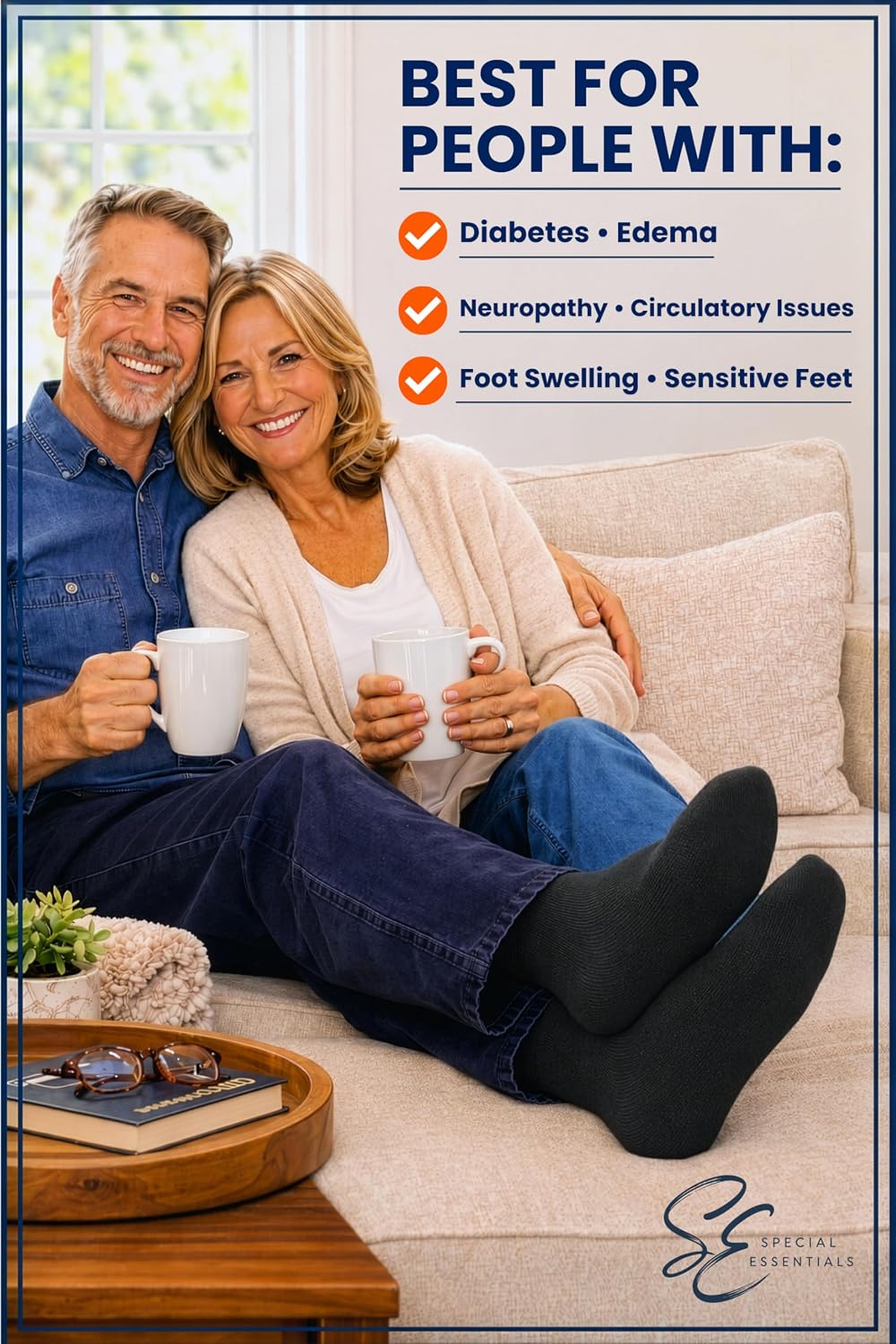 Special Essentials Diabetic Socks Over-the-Calf Men & Women, Non-Binding