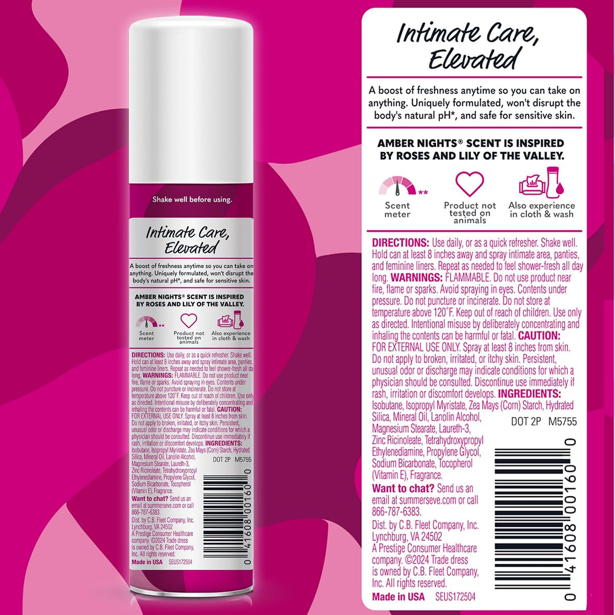 Summer's Eve Daily Refreshing Feminine Spray, Amber Nights, 2 Oz
