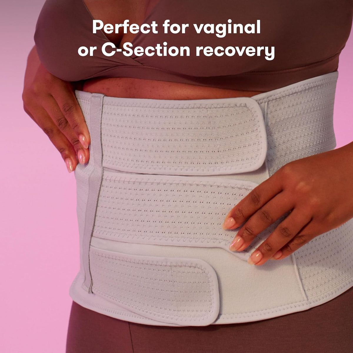 Frida Mom Postpartum Abdominal Support Binder | Natural Delivery & C-Section Recovery | 9" High Adjustable Compression Wrap, Gray