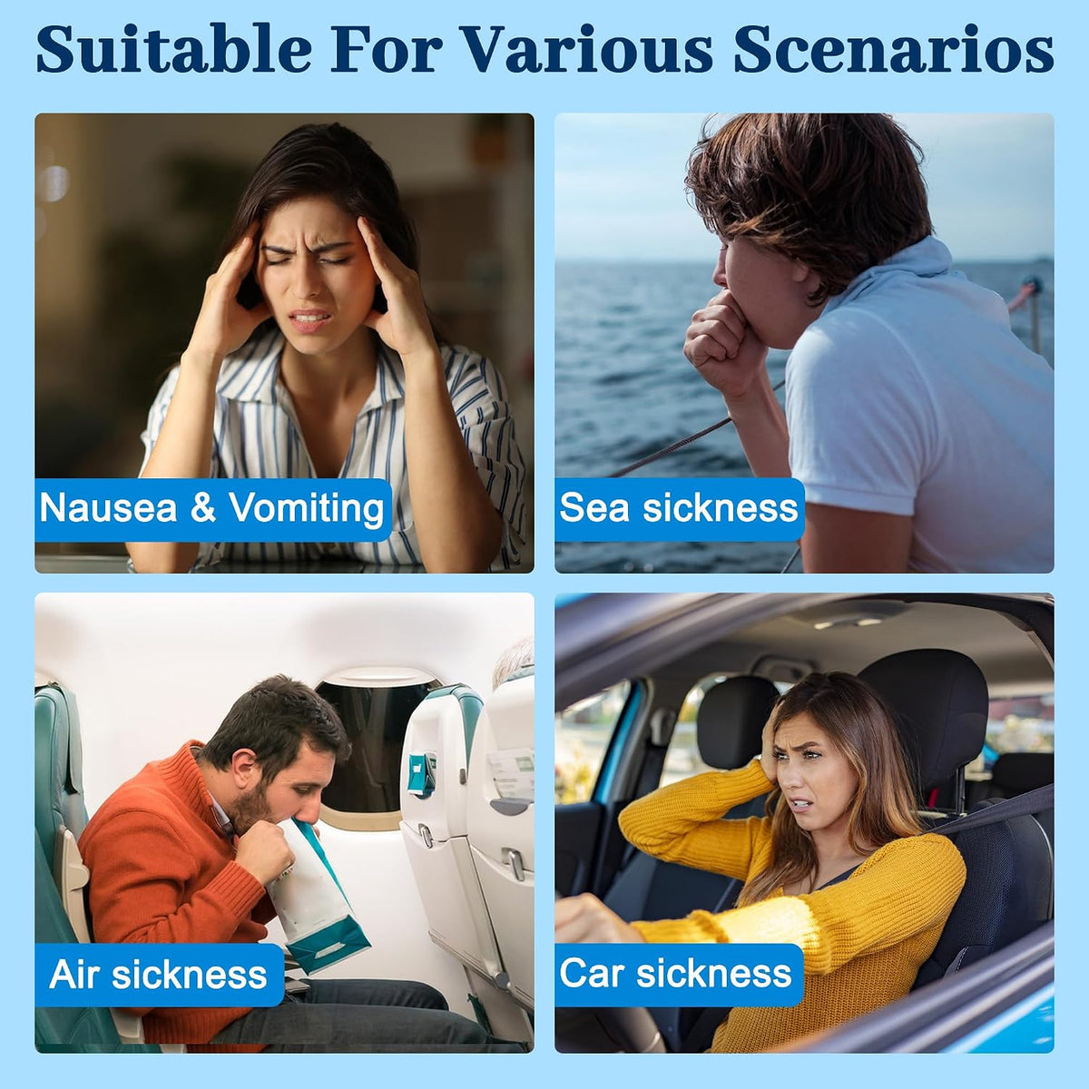30ct Clear Motion Sickness Patches Non Drowsy, Travel Essentials | Waterproof Sea Sickness Patches Behind Ear for Cruise, Car, Airplane, Invisible Clear Color, Fast Acting & Long Last 72H
