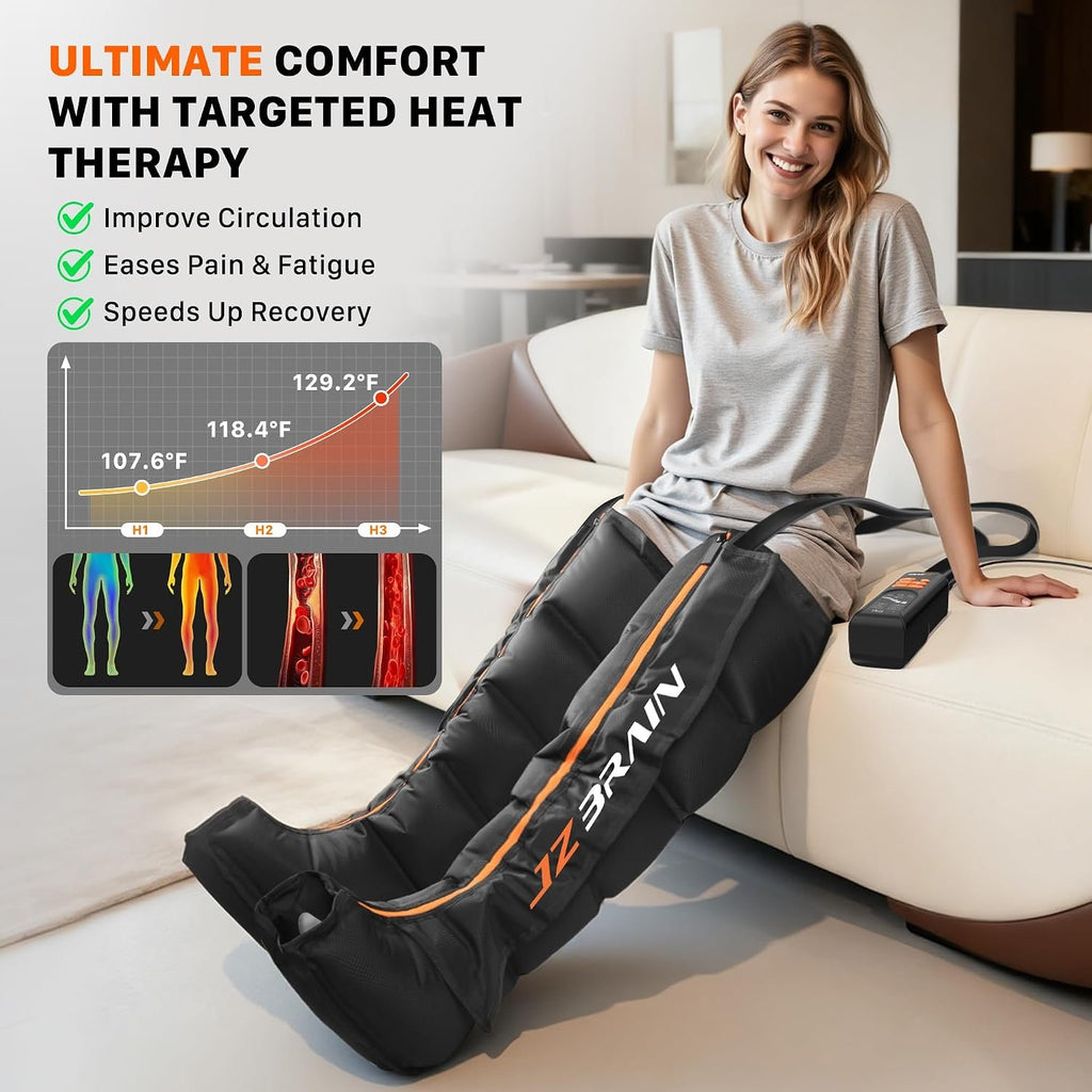 Air Compression Boots Leg Massager: Sequential Full-Leg Recovery with Heat, 6 Modes & 11 Intensities for Post‑Workout Relieve & Daily Relaxation for Athletes, Fitness Users (Small)