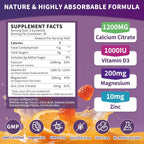 (3 Pack) Calcium Citrate 1200 mg for Women,Calcium Magnesium Zinc Vitamin D3 Gummies,High Absorption Calcium Chews Supplement for Bone,Teeth and Muscle Healthy,Sugar Free,Vegan,Non-GMO,Orange Flavor