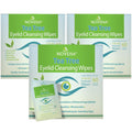 NOVEHA 180PCs Tea Tree Oil Eyelid & Lash Wipes With Hyaluronic Acid, Green Tea & Chamomile For Blepharitis & Itchy Eyes, Individually Wrapped Eyelash Wipes Natural Makeup Remover & Daily Cleanser