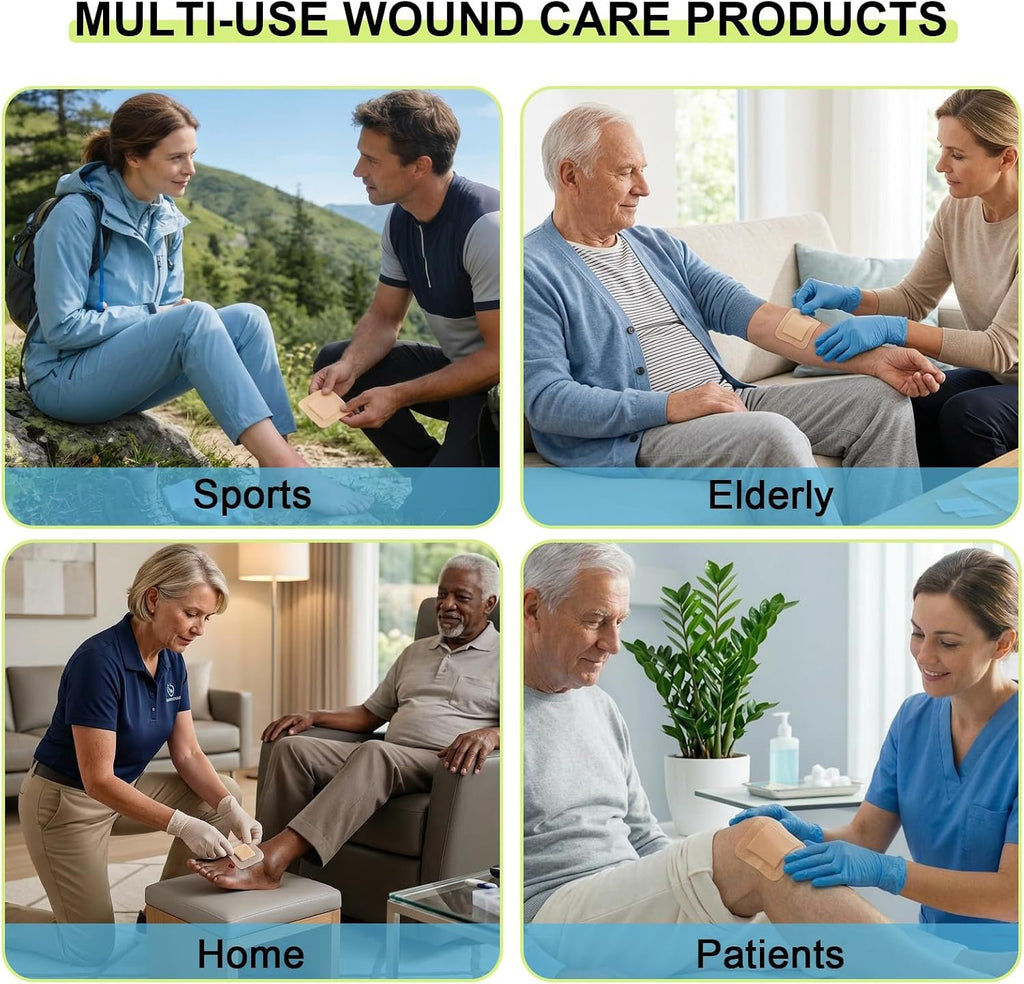 60 Pack Silicone Foam Dressing 3''x3'' with Gentle Border | FSA Eligible HSA, Skin Wound Care, Self Adhesive Waterproof Bandages Absorbent Pads for Elderly Skin Protection, Post-Op