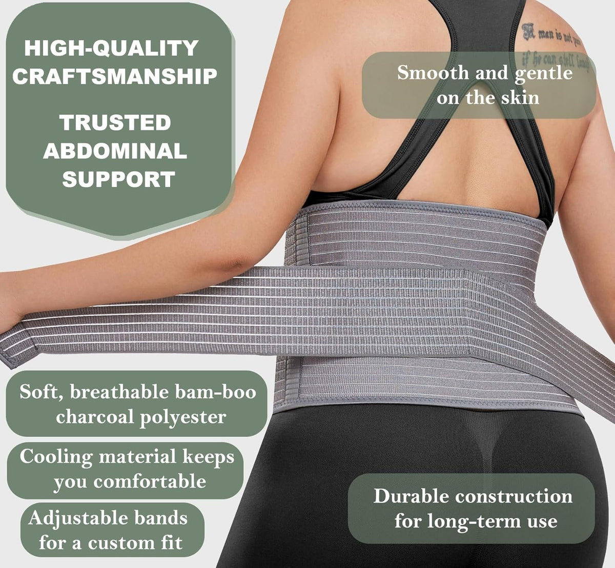 Abdominal Binder Post Surgery - Postpartum Belly Band Wrap | Post C Section Belly Binder Recovery Belt Stomach Compression Hernia Belt For Men Women After Pregnancy, Hysterectomy, L/XL