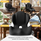 Ergonomic Seat Cushion with L-Shaped Design for Office Chair (Black)