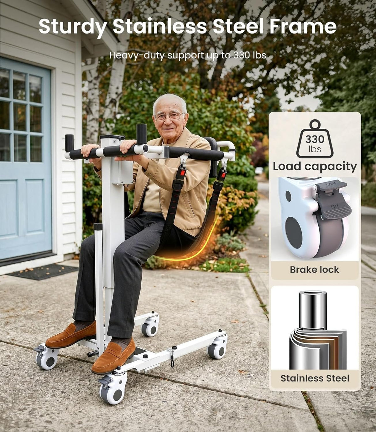 VOCIC Electric Transfer Lift for Car, Portable Folding Patient Lift Transfer Chair, Electric Assist Lift Aid for Seniors, Adults, AY06