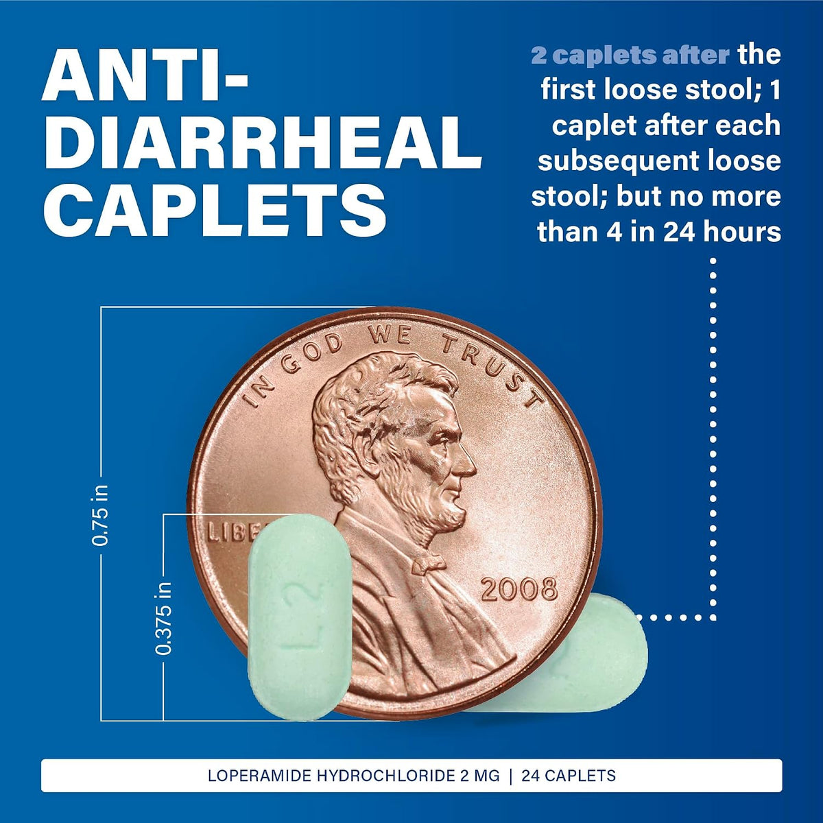 MAJOR Anti-Diarrheal Loperamide Hydrochloride 2 mg, 24 Caplets (1-Pack)