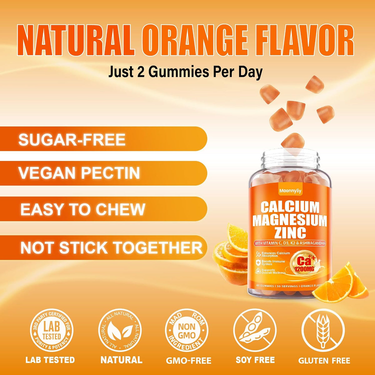 Calcium 1200 mg with Vitamin D3 for Adults - Calcium Citrate Gummies | with Vitamin D3, K2, Magnesium, Zinc, Boron, Copper and Ashwagandha - Extra Absorption Calcium Supplement for Women Men
