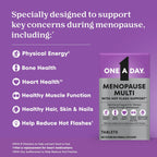 One A Day Women's Menopause Multivitamin, Menopause Support, 50 Count | Soy Isoflavones for hot flash support (3), Convenient daily tablet, For women 50+