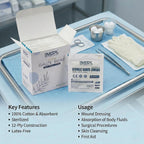 Sterile Gauze Swabs 10cm x 10cm x 12Ply - Absorbent Gauze Pads for Wound Dressing & First Aid Box of 10 Pouch - 40Count