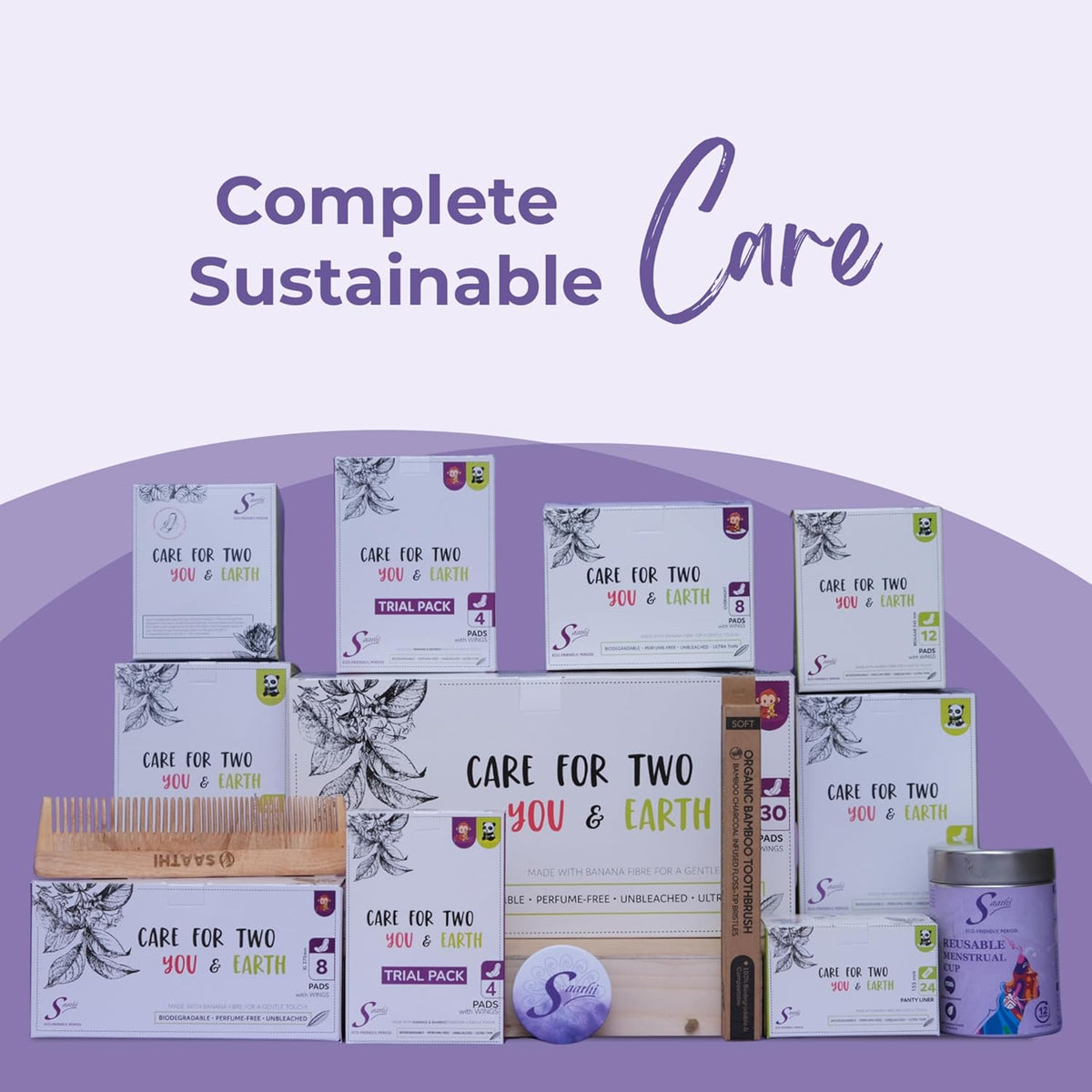 Saathi Panty Liners For Women-24 Pantyliners,Certified Organic Bamboo Biodegradable Fiber For Advanced Protection Against Leakage,Discharge,Light Period Flows&Rashes. Eco-Friendly,Natural&Compostable