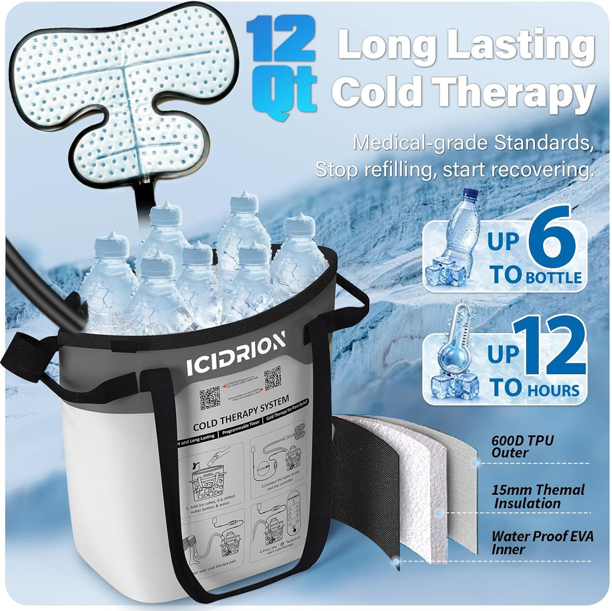 Ice Machine for Shoulder After Surgery, Programmable & Portable | FSA-HSA: Cold Therapy Machine for Shoulder Pain Relief, Quiet Cryotherapy System for RCR/rTSA, Sports Training & Home Use