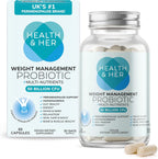 Health & Her Weight Management Probiotics for Women - Perimenopause & Menopause Supplement - Clinically Studied 50bn CFU Probiotics to Support Gut Health, Energy, Mood & Mind, Vegan (60 ct - 1 Month)