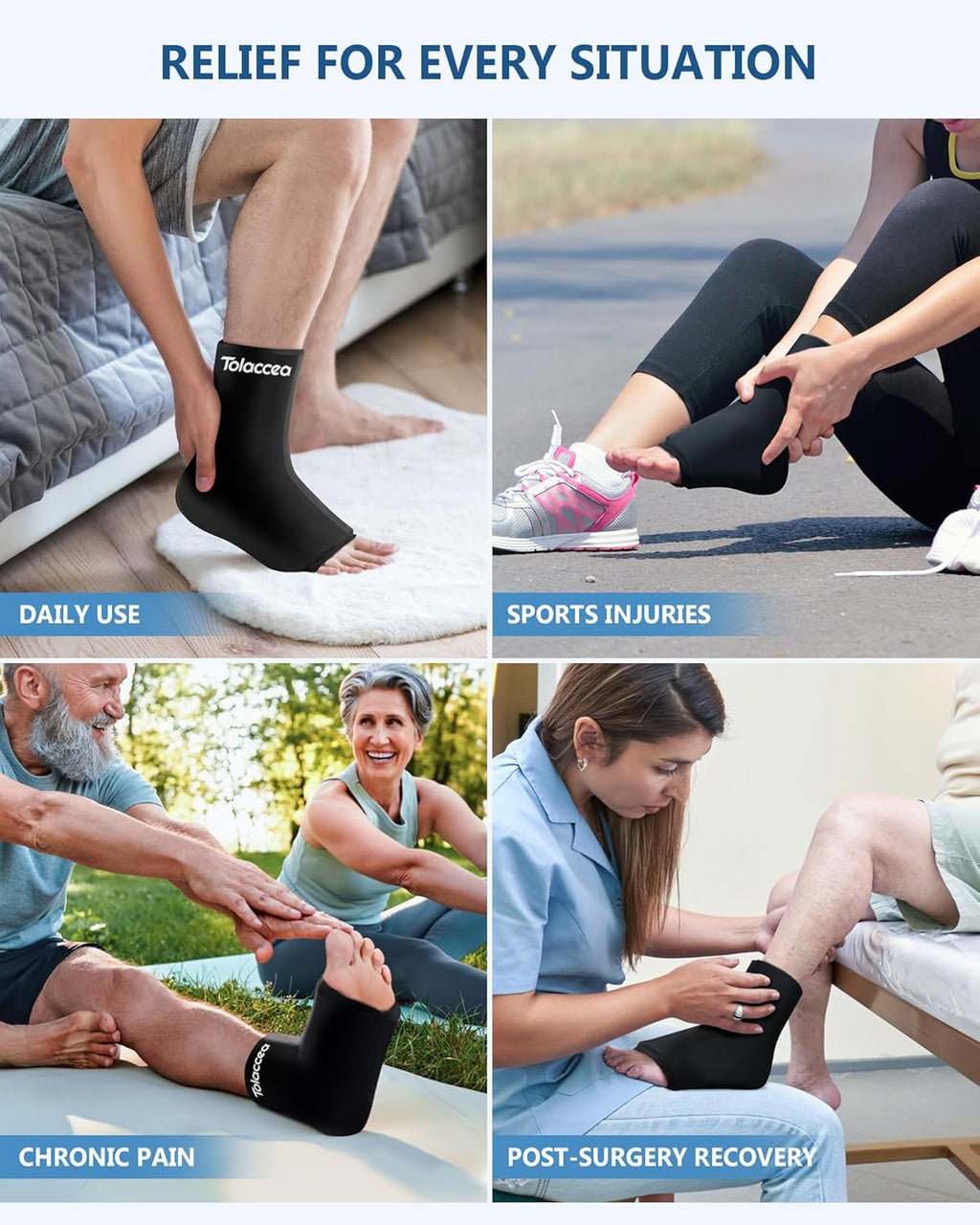Ankle Foot Ice Pack, Expert Solid Gel Cold & Hot Therapy for Ankle Recovery | Heel Foot Ice Wrap, Stay Flexible After Frozen, 360° Foot Coverage, Easy Wear, Soft Fabric, Achilles & Plantar Relief