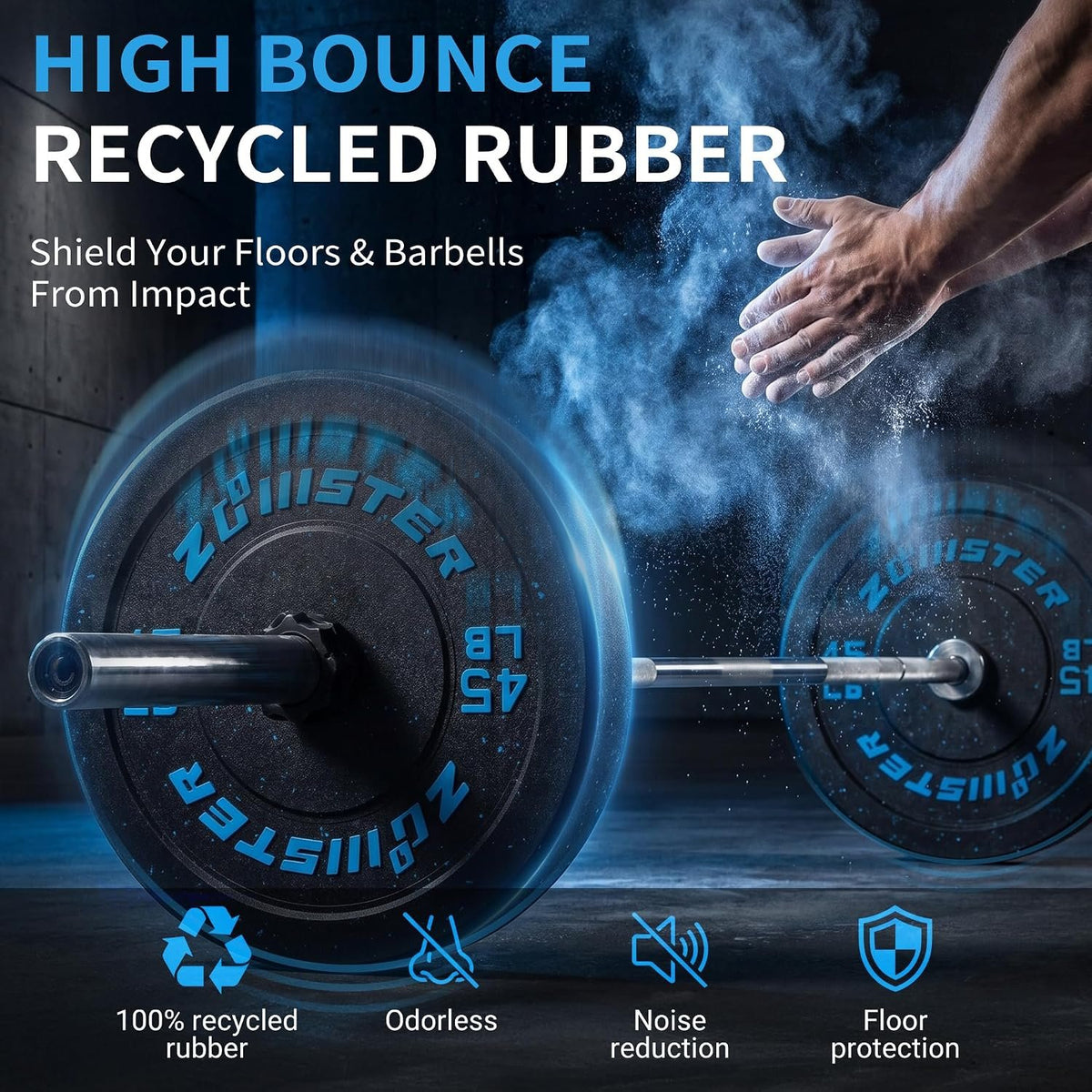 2-Inch Bumper Plate, Olympic Weight Plate HIGH BOUNCE | ODOR-FREE | NOISE-REDUCING | ABSORB IMPACT Bumper Weight Plate with Steel Insert Strength Training Weight Lifting Plate