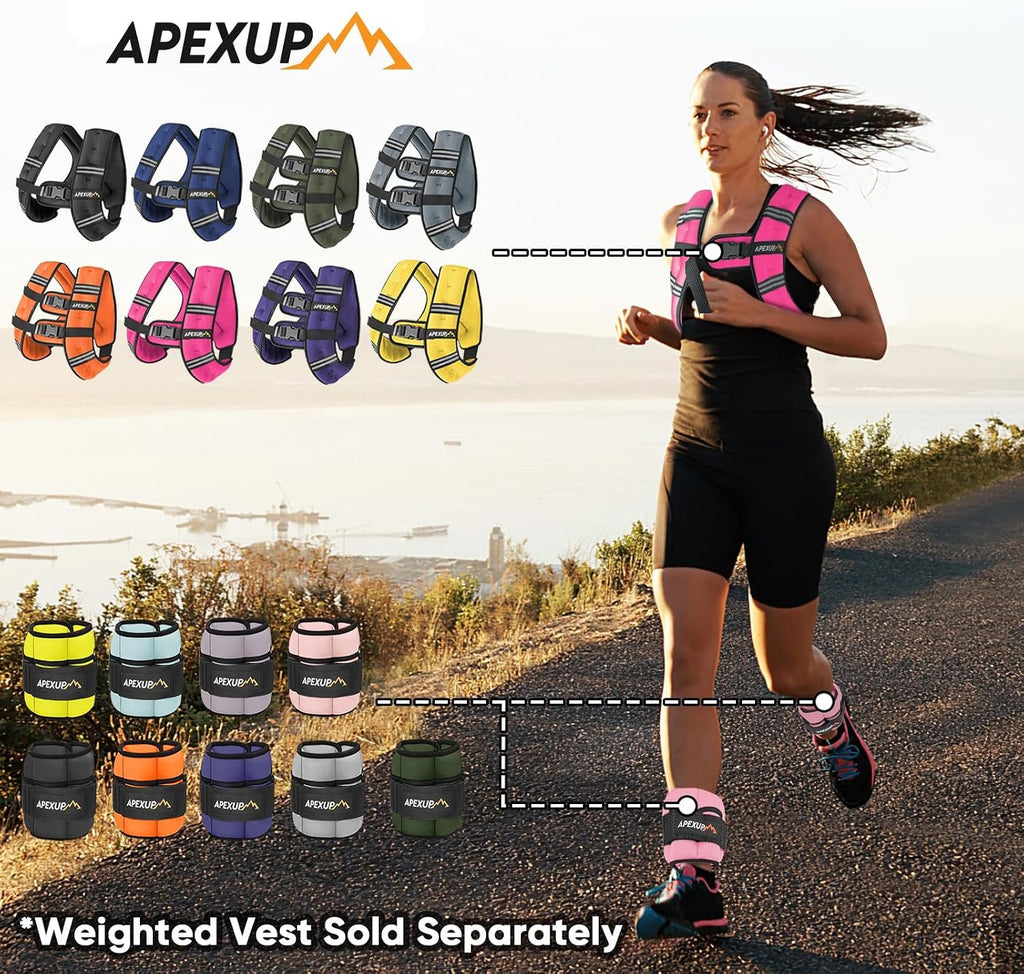 APEXUP Adjustable Ankle Weights for Women and Men, Modularized Leg Weight Straps for Yoga, Walking, Running, Aerobics, Gym, Physical Therapy