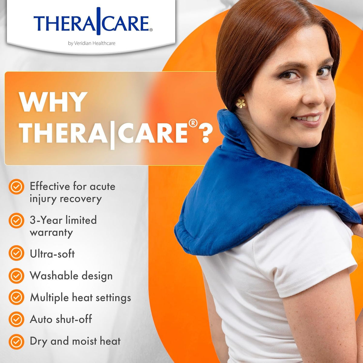 Veridian Healthcare Deluxe Heating Pad Wrap for Shoulder and Neck, Blue