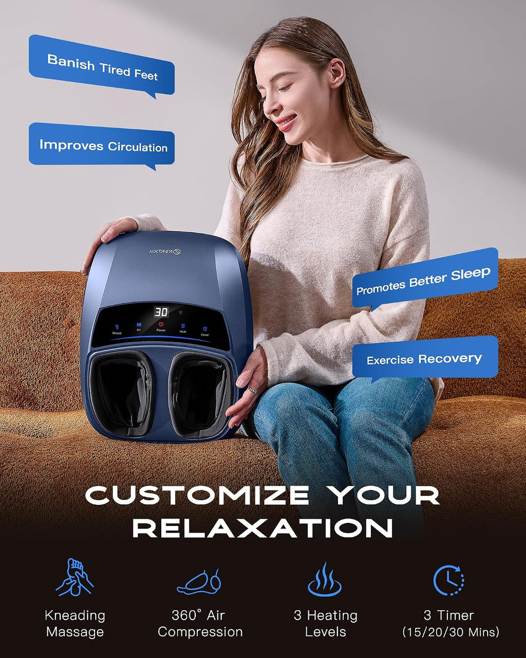 Foot Massager with Heat for Neuropathy and Plantar Fasciitis Relief | Deep Kneading FSA Eligible HSA Shiatsu feet massager, Multi-Level Modes, Remote Control, Self Care Gift for Mom Dad,Size 14