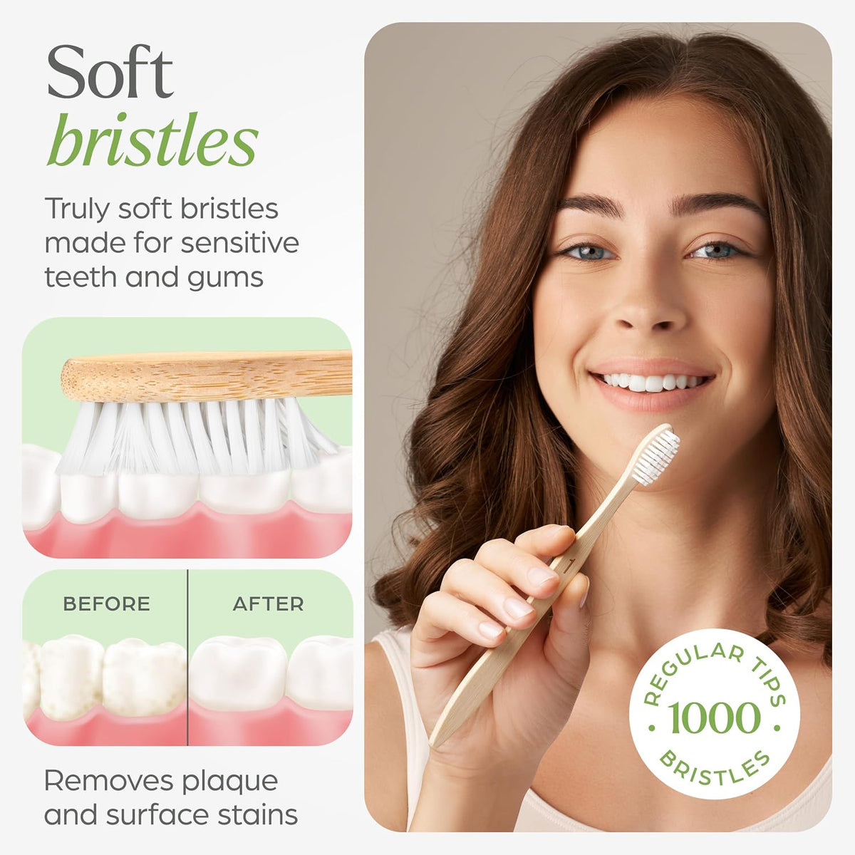 VIVAGO Bamboo Toothbrushes 10 Pack – Plant-Based Soft Bristles | Natural Toothbrush, Eco-Friendly, Wooden Toothbrush, BPA-Free