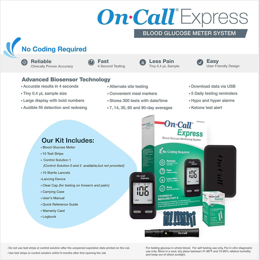 On Call Express Diabetes Blood Glucose Meter Kit