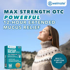 WELMATE Max Strength 12Hr Mucus Relief DM Cough Suppressant, 98 Tablets