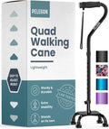 PELEGON Quad Cane (300 lb) - Adjustable Walking Cane with A Large 4 Pronged Base for Extra Balance & Stability, Walking Canes for Seniors, Walking Cane for Men & Women, Walking Sticks