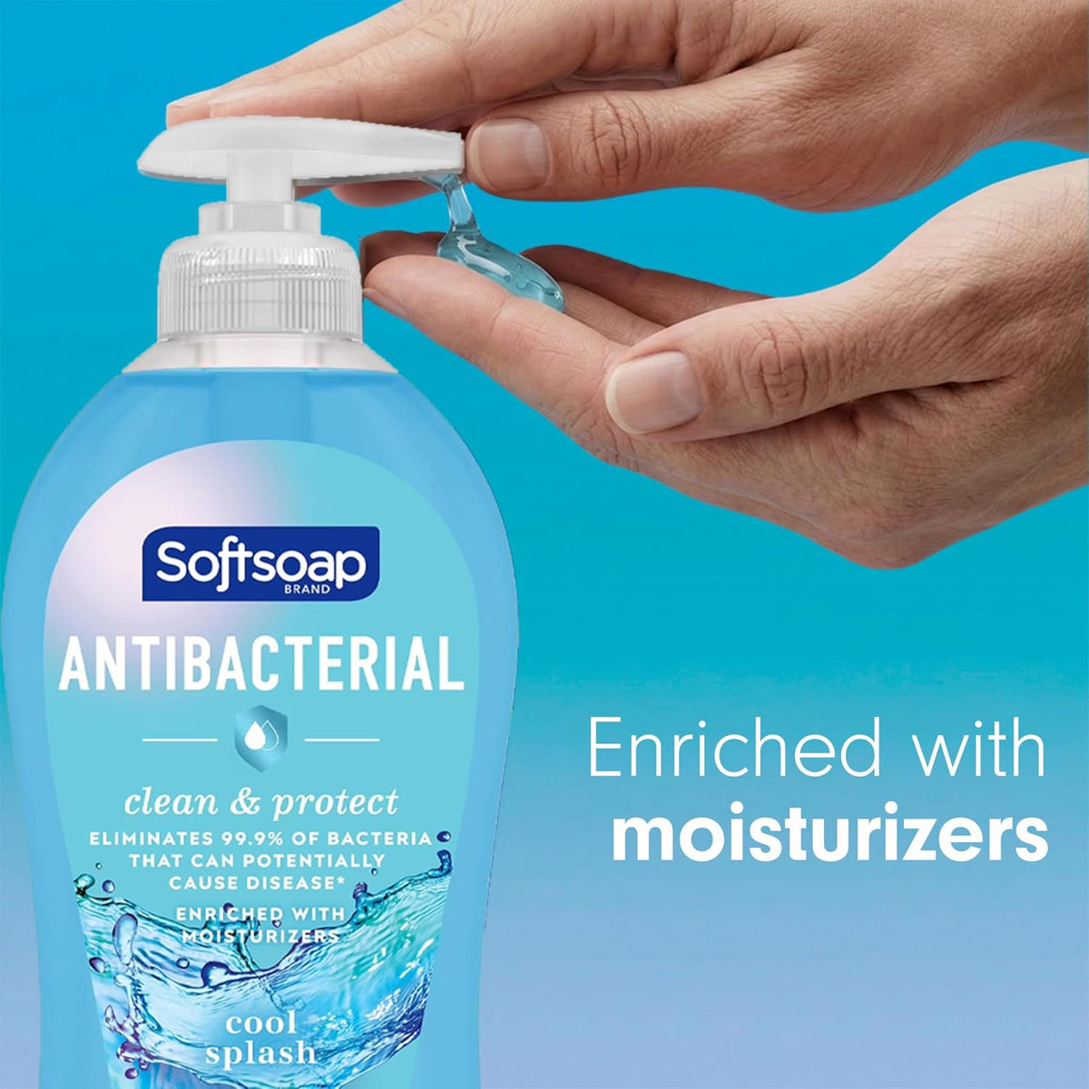 Softsoap Antibacterial Hand Soap, Cool Splash Scent, 11.25 fl oz (6 Pack) | Paraben-Free, Phthalate-Free, Washes Away Germs, Bathroom Hand Soap, Kitchen Hand Soap, Daily Handwashing, Gentle on Hands