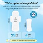 Plush Ultra-Thin Sanitary Napkins for Women, 25 Pcs | Super Absorbent Heavy Flow XXL Pads + 4 Panty Liners | 100% Rash-Free | Pure U.S. Cotton XXL Sanitary Pads with Free Disposable Pouches | No Fragrance | No Toxic-Chemicals