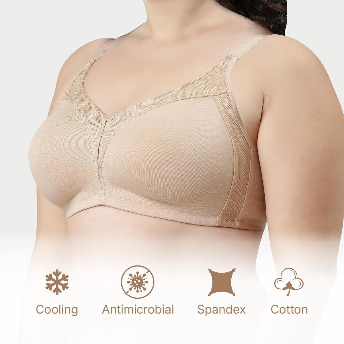 Enamor AB75 M Frame No Bounce Full Support Cotton Bra for Women - Non-Padded Non-Wired & Full Coverage with Cooling Technology | Available in Solid Colours