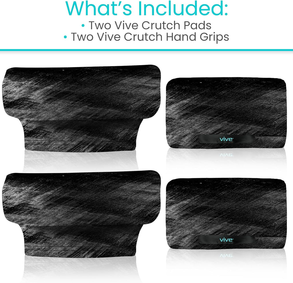 Vive Premium Crutch Pads & Hand Grips - Comfortable, Breathable | Machine Washable Padding - Moisture Wicking & Odor Reducing Pillow Accessory Covers for Adult & Youth Walking Crutches