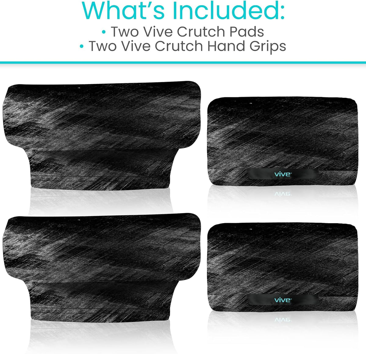 Vive Premium Crutch Pads & Hand Grips - Comfortable, Breathable | Machine Washable Padding - Moisture Wicking & Odor Reducing Pillow Accessory Covers for Adult & Youth Walking Crutches