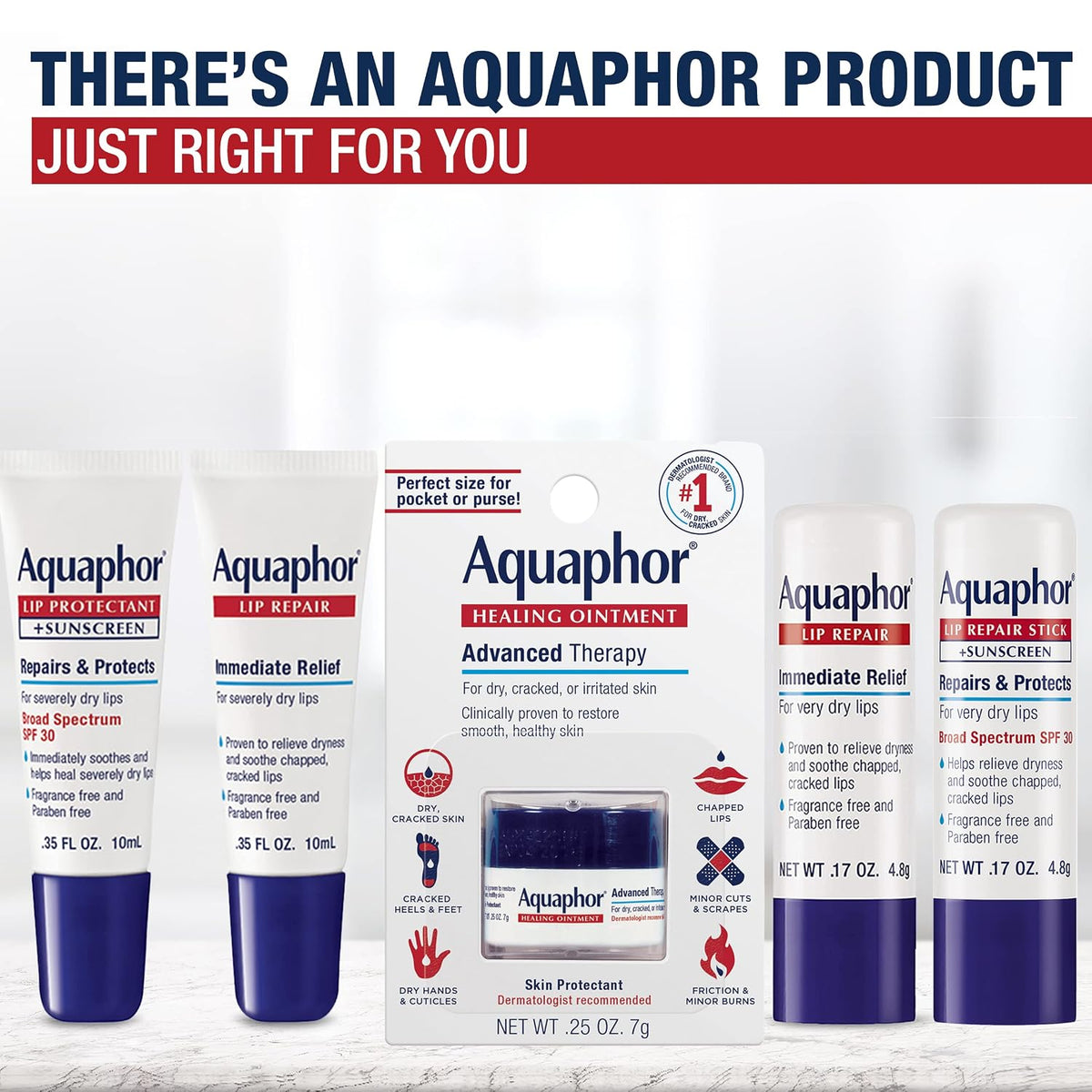 Aquaphor Lip Repair Stick, Moisturizing Lip Balm Pack, Relieves Dryness, 0.17 Oz Stick, Pack of 2 | Lip Balm Moisturizers with Jojoba Oil and Shea Butter, Immediate Dry Lip Relief, Paraben and Fragrance Free