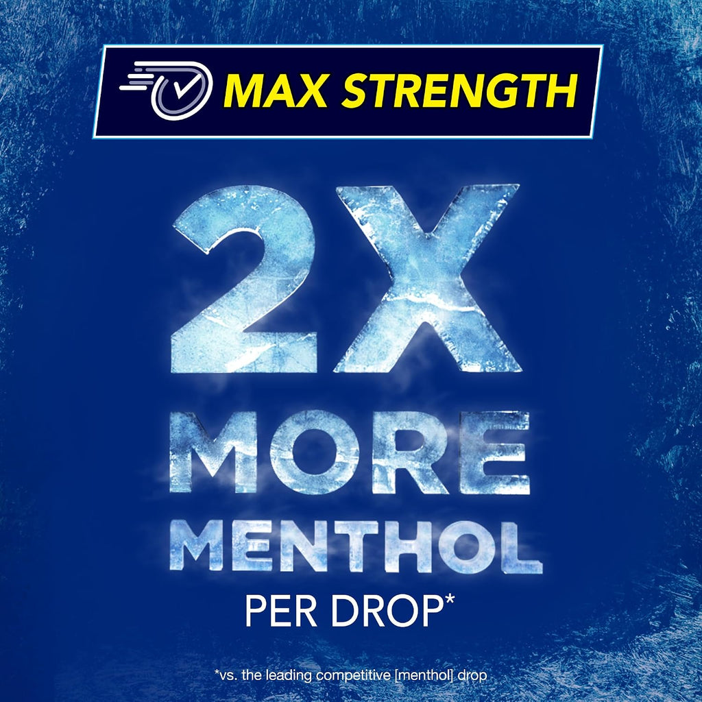 Vicks VapoCool Severe Medicated Sore Throat Drops, Max Strength Menthol, Soothes Sore Throat Pain, Winterfrost Flavor, 70 Count