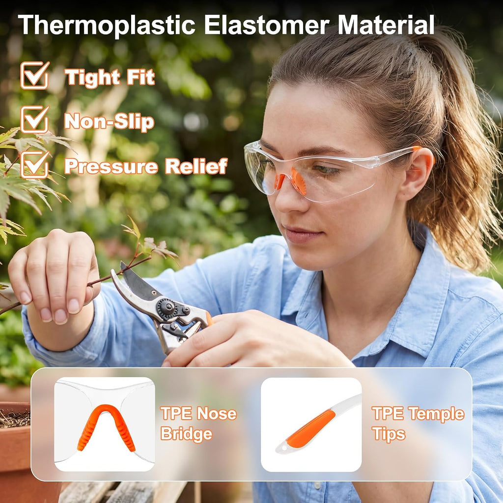 Ansi Z87.1 Safety Glasses for Men, Anti Fog Eye Protection Glasses | Soft Nose Bridge and Temple Tips, Impact Resistant, Scratch Resistant, Safety Glasses Bulk for Construction, Woodworking