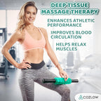 Muscle Roller Stick, Green, Hand Held Body Massager, 9 Rollers