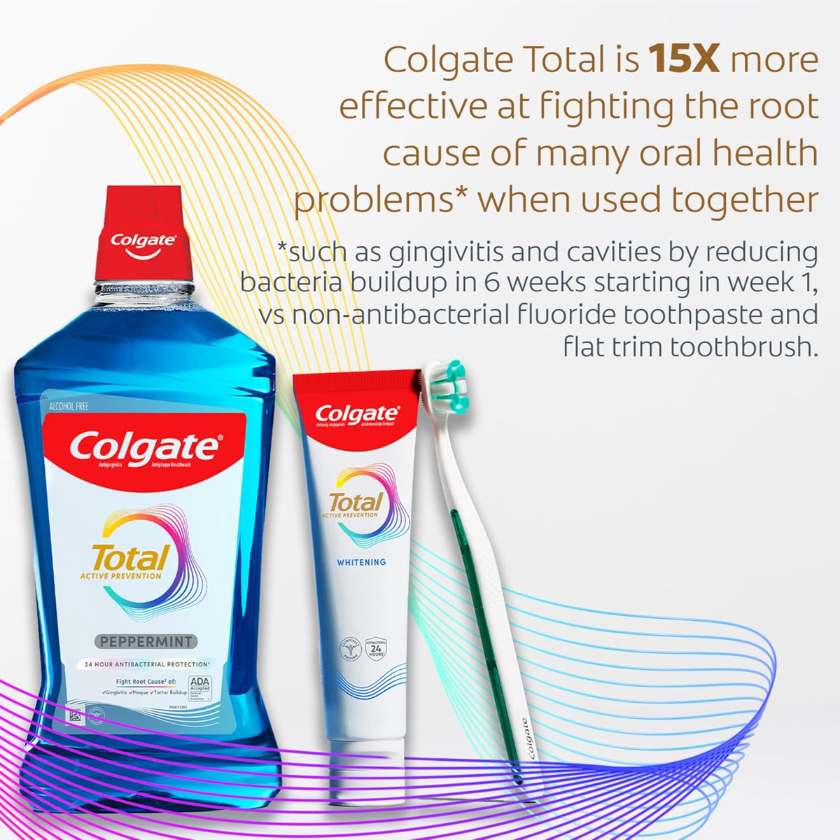 Colgate Total Foaming Clean Toothbrush, Soft, White, 2 Pack | Remove Plaque, Floss-Tip Bristles, Helps Reach Deeper Along the Gumline and Between Teeth, High-Density Soft Bristles