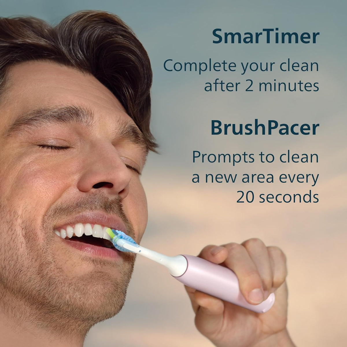 Philips Sonicare 5900 Rechargeable Electric Toothbrush, 2 Brush Heads, Pink | 1000% More Plaque Removal¹, Pressure Sensor, 6 Brush Settings, 21-Day Battery, 2-Minute Guided Timer, HX7132/02