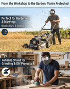 2026 Upgraded Grass Cutting Mask, Anti-Fog Detachable Full Face Goggle Mask, Windproof Grass Cutting Goggles for Mowing Grass, Dust (Colorful+Grey)