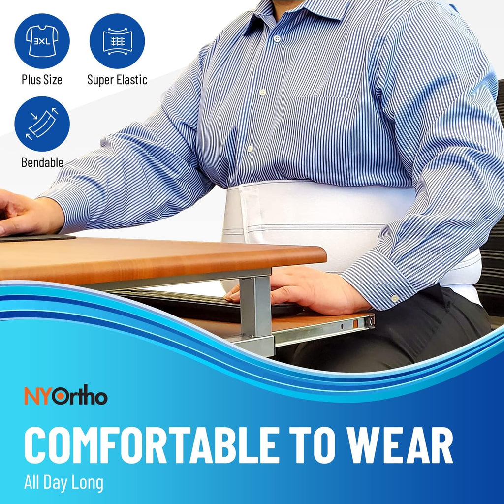NYOrtho Bariatric Abdominal Belt, 12" Wide Elastic for Plus Size Men and Women, Post-Surgery Stomach Compression Garment for Hernia Surgery, Natural Birth, Injuries