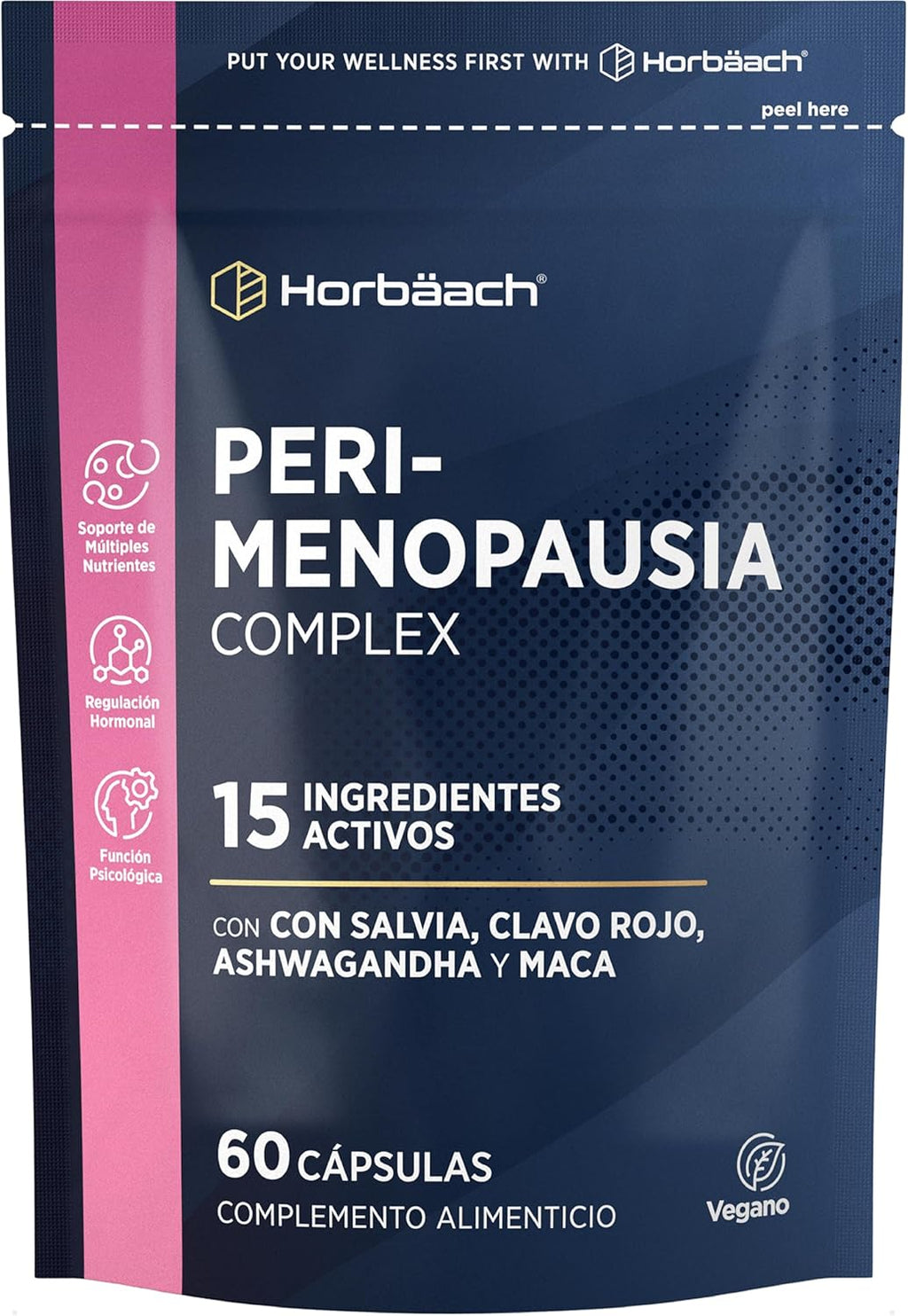 Perimenopause Supplement | with Maca, Red Clover, Sage Extract, Ashwagandha and more! | 60 Vegan Capsules | Horbaach