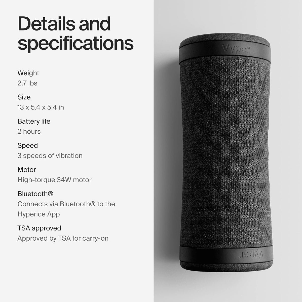 Hyperice Vyper 3 Vibrating Foam Roller Myofascial Release Trigger Points