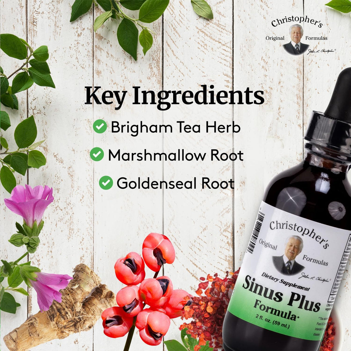 Christopher's Original Formulas Sinus Plus, 2 oz Liquid - Natural Herbal Formula for Sinus Support