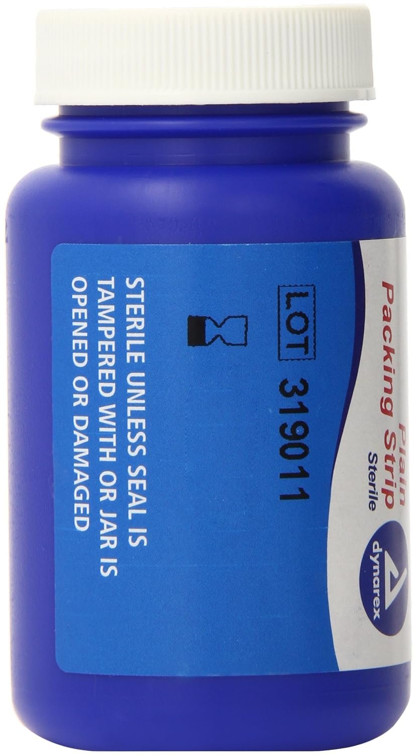 Dynarex 3402 Plain Packing Strip, Sterile Wound Care, 100% Cotton Woven Medical Packing Strip, Soft & Absorbent, 1/2" x 5 Yard.