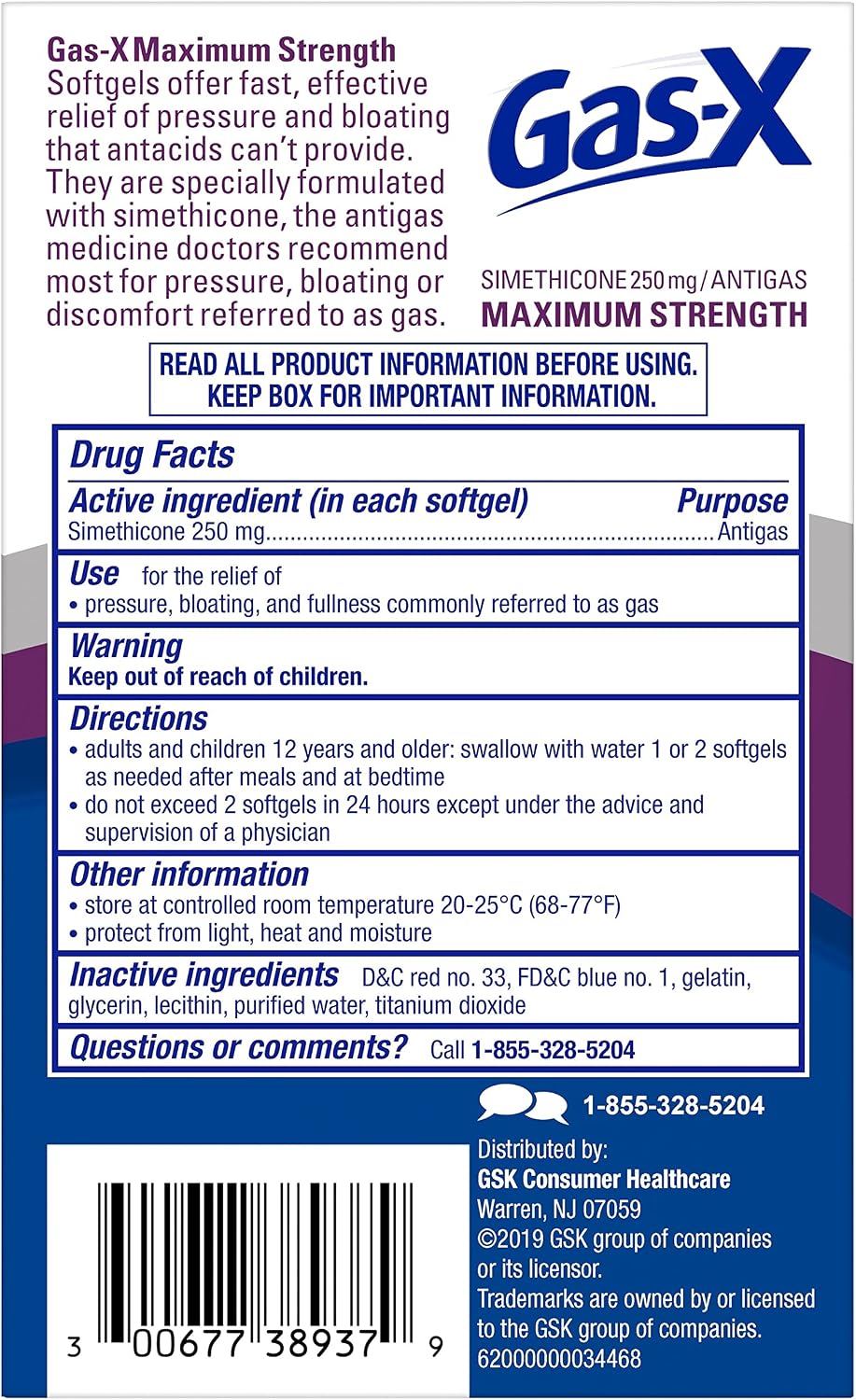 Gas-X Maximum Strength Softgels, Gas Relief, 30 Count | Simethicone 250mg Maximum Strength Chewable Tablets, Fast Gas and Bloating Relief, GLP-1 Support