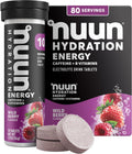 Nuun Energy Caffeine + B Vitamins Wild Berry, GF & Vegan, 8 Pack | 80 Servings with Caffeine from Green Tea Extract, Magnesium & 4 Other Electrolytes, Gluten Free, Vegan